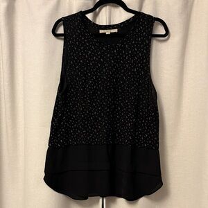 Ann Taylor Black Sleeveless Blouse with Pattern